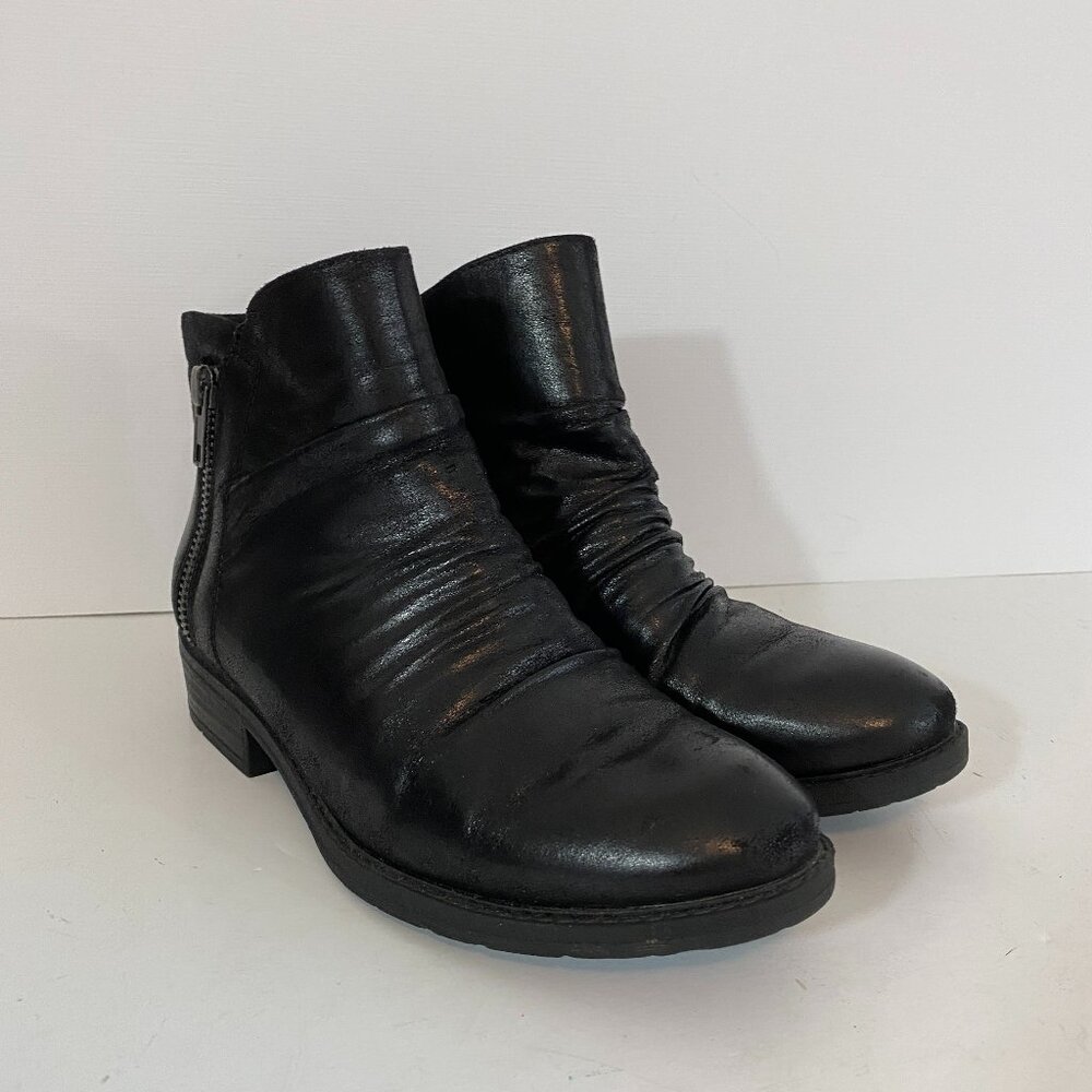 Baretraps Yuno Black Faux Leather Zip Ankle Boots Womens 6